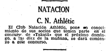 Anuncio en La Vanguardia de Barcelona, 17 de noviembre de 1927. (C. N. Athlétic, 1927, 14)