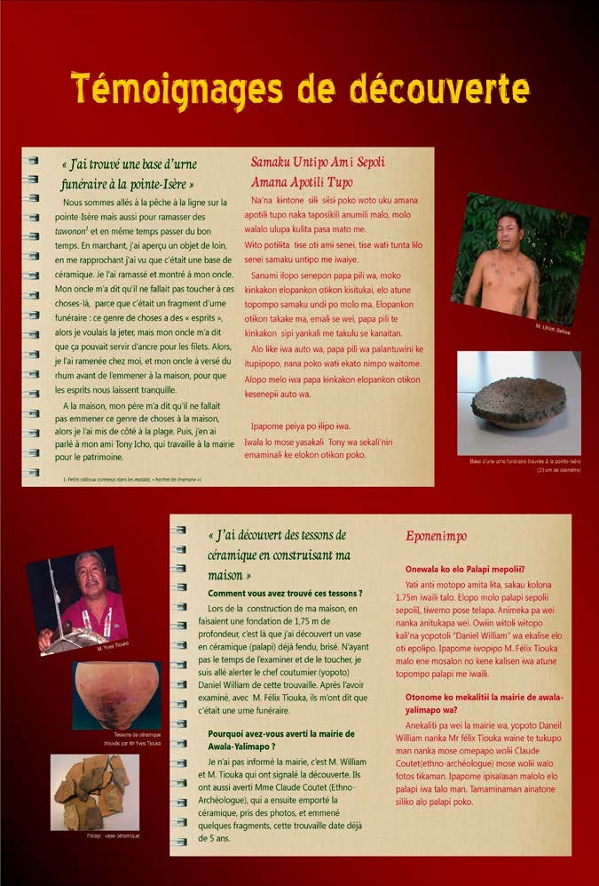 Cartel de
los testimonios de Sehoe y Tiouka.
Foto: Gérald Migeon. 

 