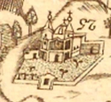 Detalle de la huerta asociada con el barrio de Tonalá – Chepinque, plano del mismo autor y año (blanco y negro), clara diferenciación en la simbología de las plantas.