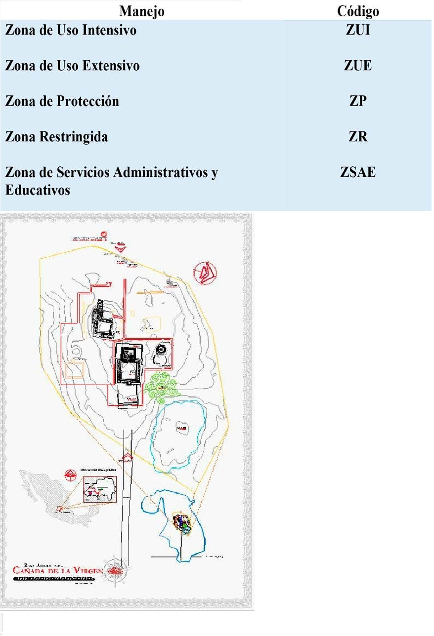 Propuesta de zonificaci&oacute;n de la zona arqueol&oacute;gica Ca&ntilde;ada
de la Virgen.
