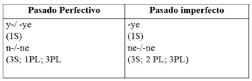 Resumen de las posiciones del tam que ocupan los morfemas ‘y y n’ en la lengua yukpa.