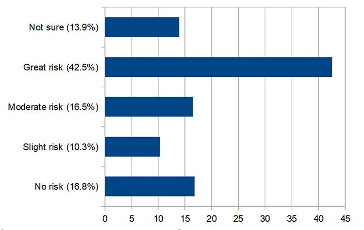 Perception of Risks if Marijuana is smoked regularly. Belize, 2015