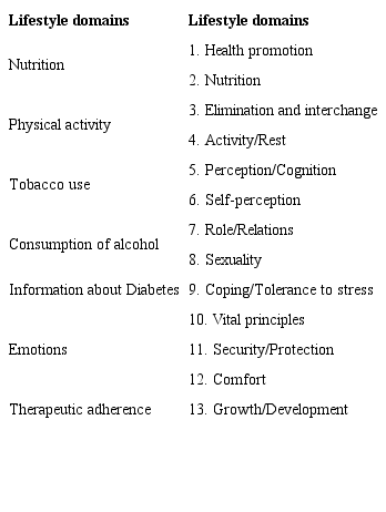 Domains of lifestyle and Domains of the NANDA - International (NANDA-I).