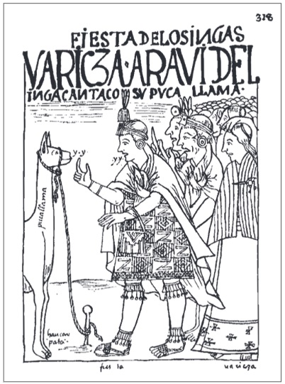 Fiesta de los Ingas (Inga canta con su Puca llama).