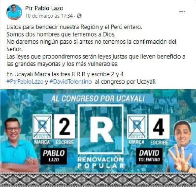 Imagen del autor, capturada en nuestra pesquisa en redes sociales
                            mediáticas.