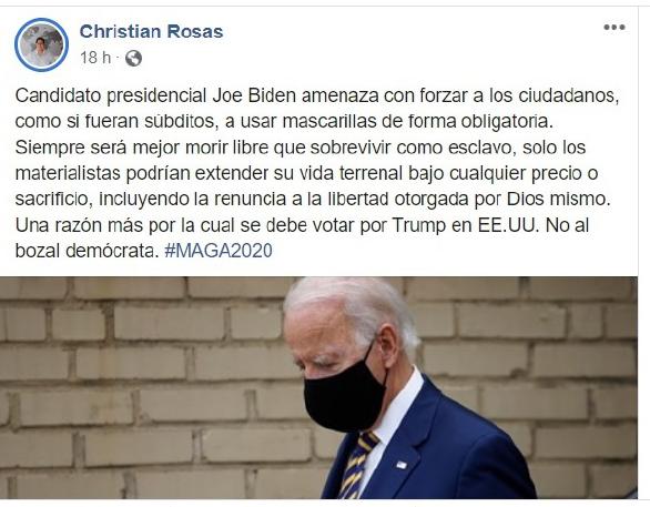 Imagen del autor, capturada en nuestra pesquisa en redes sociales
                            mediáticas.