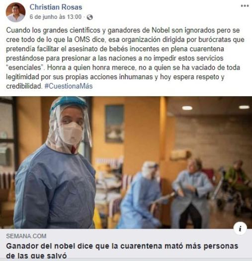 Imagen del autor, capturada en nuestra pesquisa en redes sociales
                            mediáticas