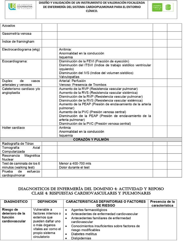 Instrumento de valoraci�n cardiopulmonar Versi�n 1.0
