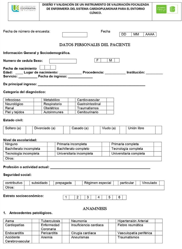 Instrumento de valoraci�n cardiopulmonar Versi�n 1.0