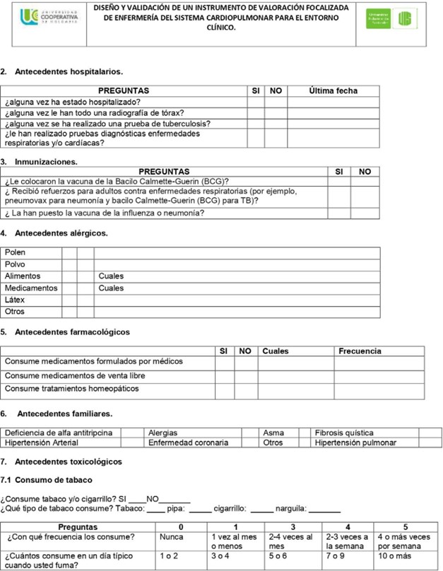 Instrumento de valoraci�n cardiopulmonar Versi�n 1.0