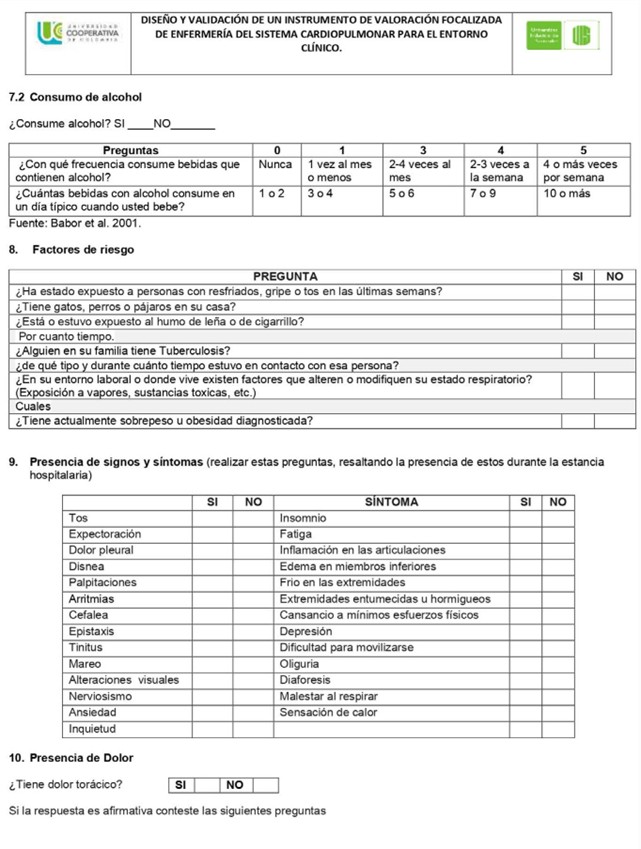 Instrumento de valoraci�n cardiopulmonar Versi�n 1.0