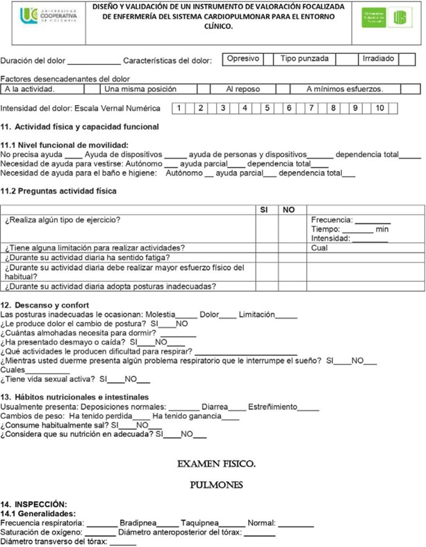 Instrumento de valoraci�n cardiopulmonar Versi�n 1.0