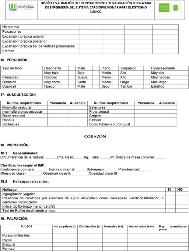 Instrumento de valoraci�n cardiopulmonar Versi�n 1.0