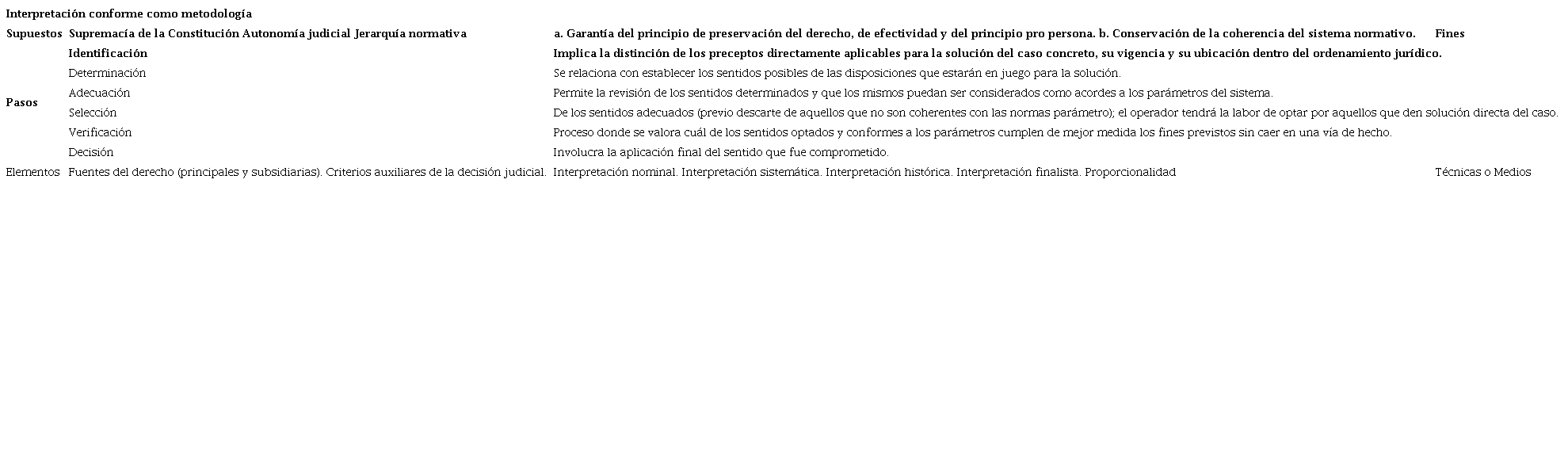 Elementos metodol&oacute;gicos de la interpretaci&oacute;n conforme