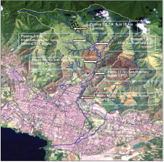 Imagen satelital de Maracay, Landsat ETM (resoluci&oacute;n de 60 metros), tomada el 14/03/2001.