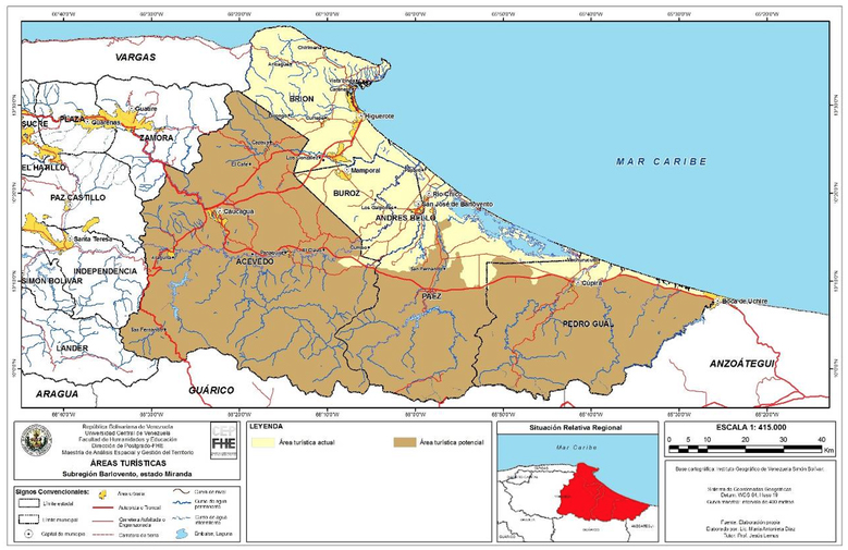 Áreas
turísticas de la subregión Barlovento
