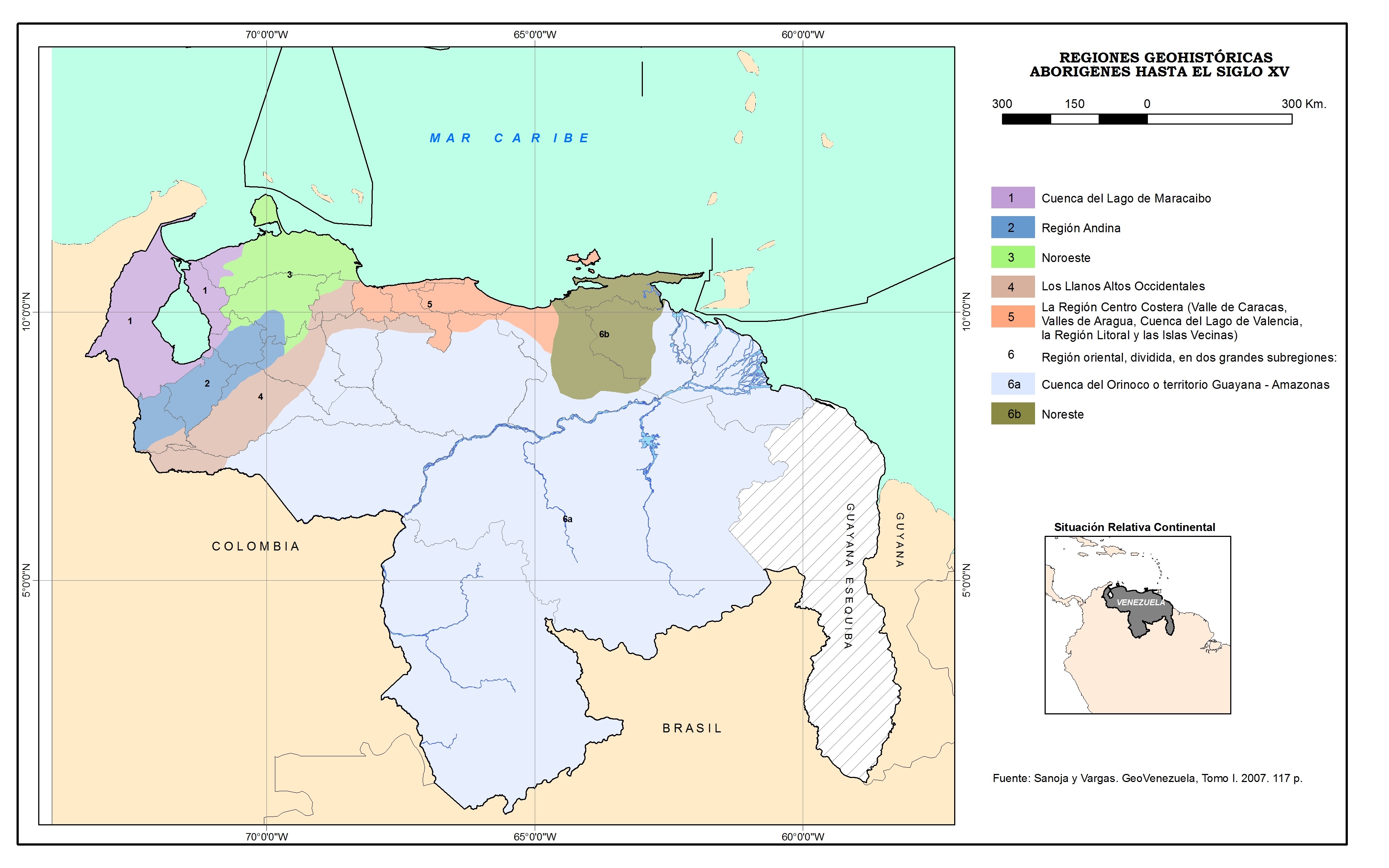 
Delimitación de las regiones geohistóricas aborígenes. Siglo XV