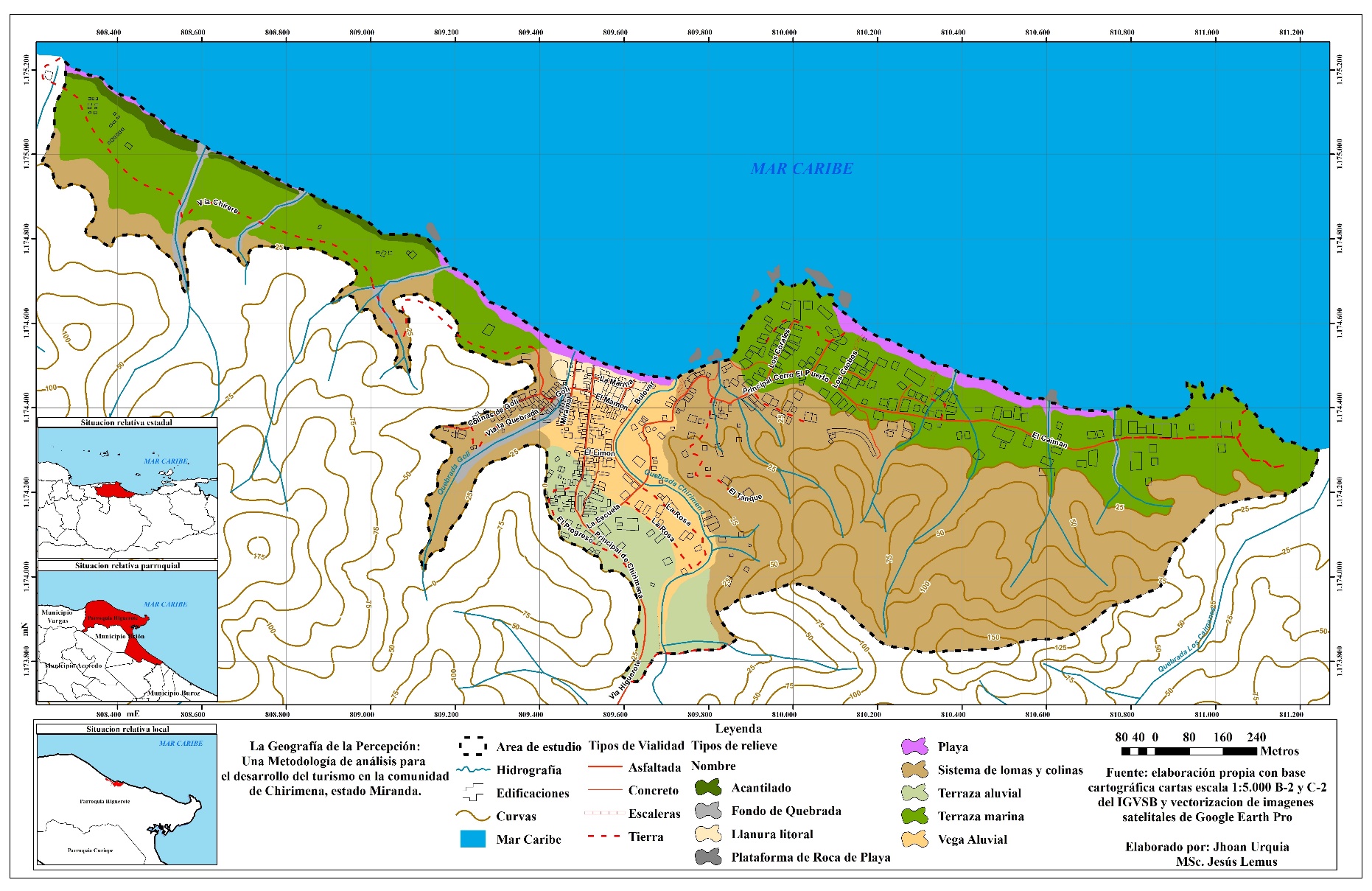 Figura 3. Mapa de
Unidades geomorfológicas de Chirimena, estado
Miranda.