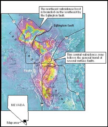 Interferograma (1992-1997) de la ciudad de Las Vegas.