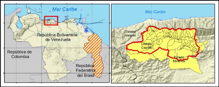 Ubicación geográfica del Área Metropolitana de Caracas y sus unidades hidrográficas
