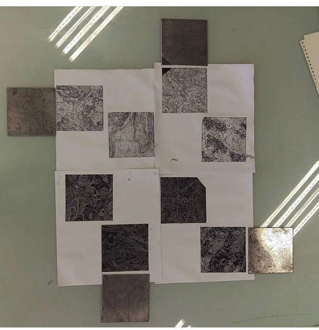 Martha Muñoz, placas y pruebas de impresión.