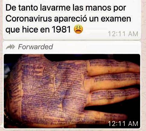 An&oacute;nimo, &ldquo;Lavarse las manos entre 10 y 20 veces al d&iacute;a&rdquo;.