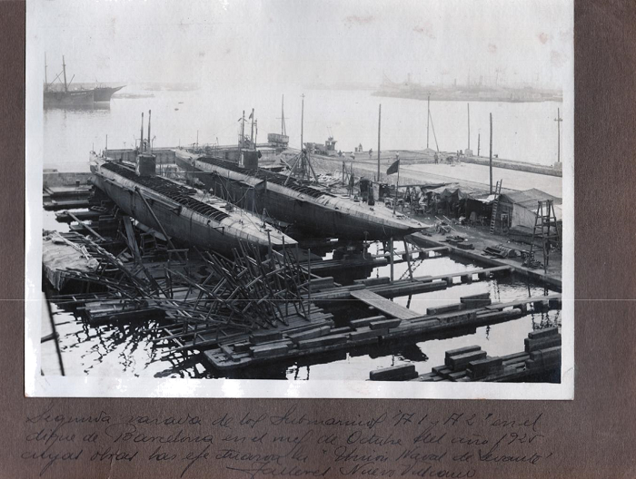Autor desconocido. Dique flotante en los Talleres Nuevo Vulcano, Barcelona, ca. 1930. Postal. Colección privada. 
