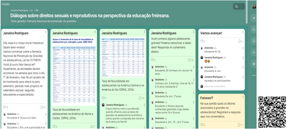 Captura da tela do mural interativo cocriado no Padlet