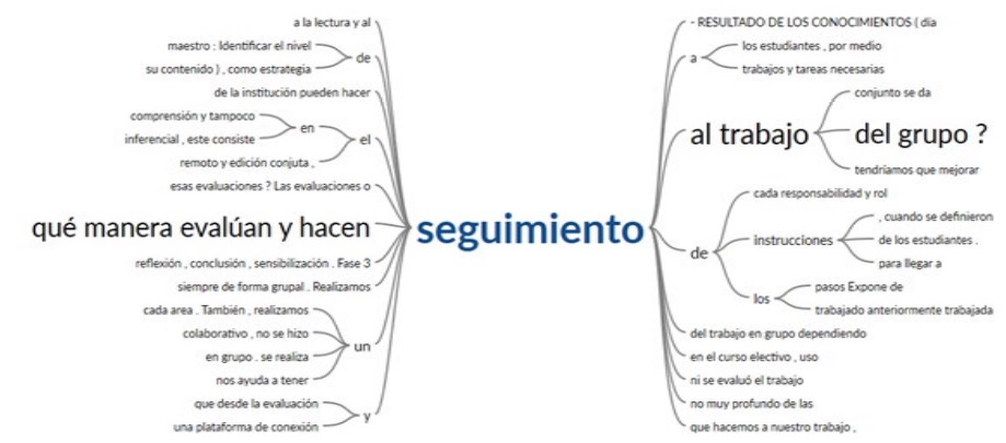rbol de palabras, seguimiento en el proceso colaborativo en los grupos base