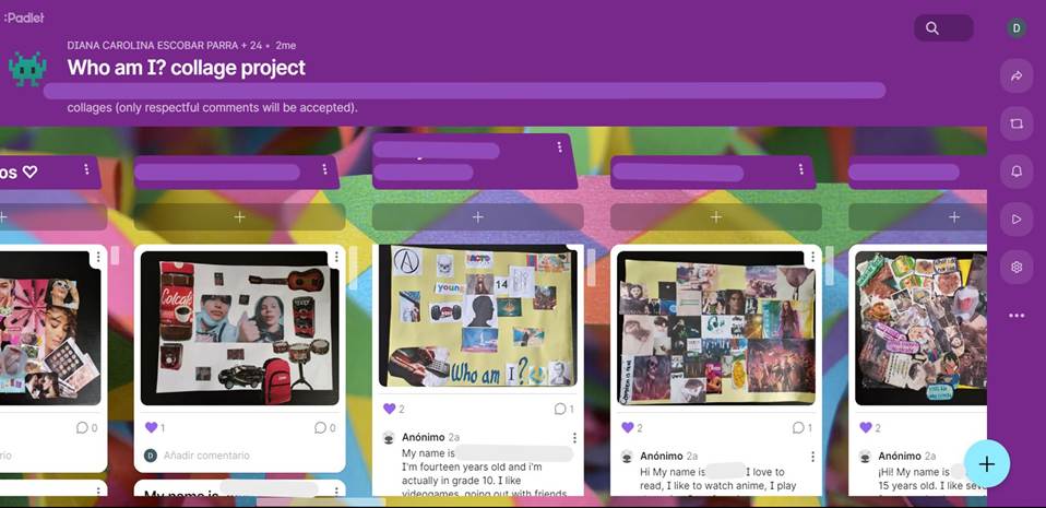 Ejemplo de los productos terminados en la plataforma Padlet
