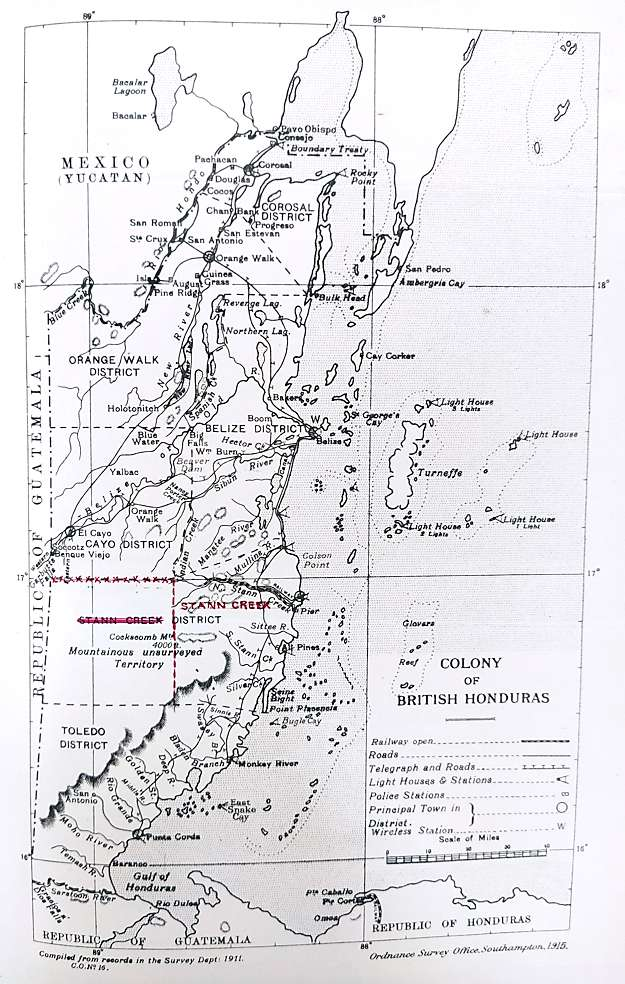Mapa de Honduras Britnica (1915)