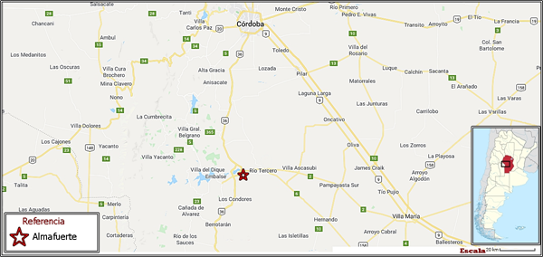 Localizacin geogrfica de la ciudad de Almafuerte