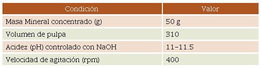 Condiciones de cianuraci&oacute;n est&aacute;ndar al mineral refractario de calaverita.