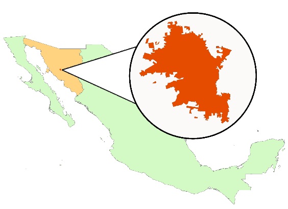 Localizaci&oacute;n de Hermosillo, Sonora, M&eacute;xico. 