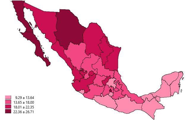 Incidencia de C&aacute;ncer de mama en mujeres de 20 a&ntilde;os y m&aacute;s. Proyecci&oacute;n 2010-2050. 
								[7]