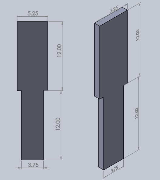 Medidas de placas met�licas con una pulgada de espesor, SolidWorks�.