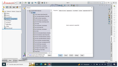 Editar material o crear uno no existente en la biblioteca de SolidWorks�.