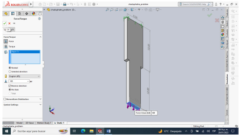 Seleccionar fuerza aplicada al sistema.