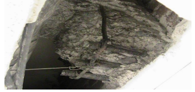 Concreto y acero de refuerzo de trabe principal de entrepiso totalmente destruidos. Fuente, archivo personal (2012)