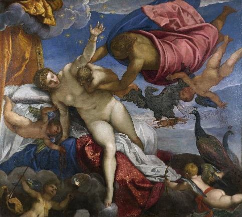 Pintura al leo de Jacopo Tintoretto “Origine della Via Lattea”.