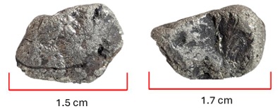 Pirita gruesa producto de la trituraci�n, los tama�os rondan entre 0.2 cm hasta 1.8 cm (fotograf�a propia).