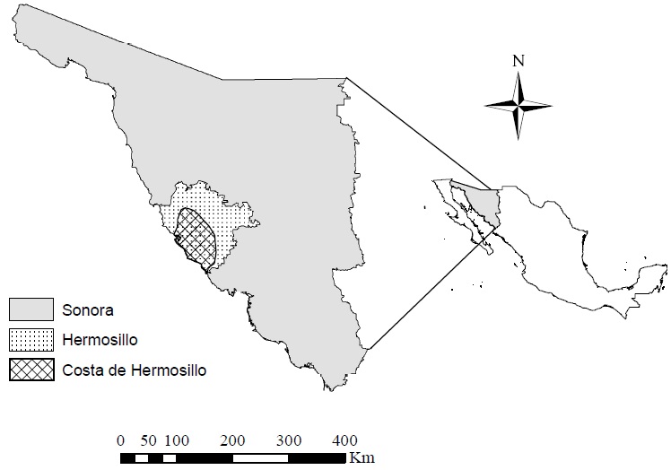 Localizaci�n de la Costa de Hermosillo. 