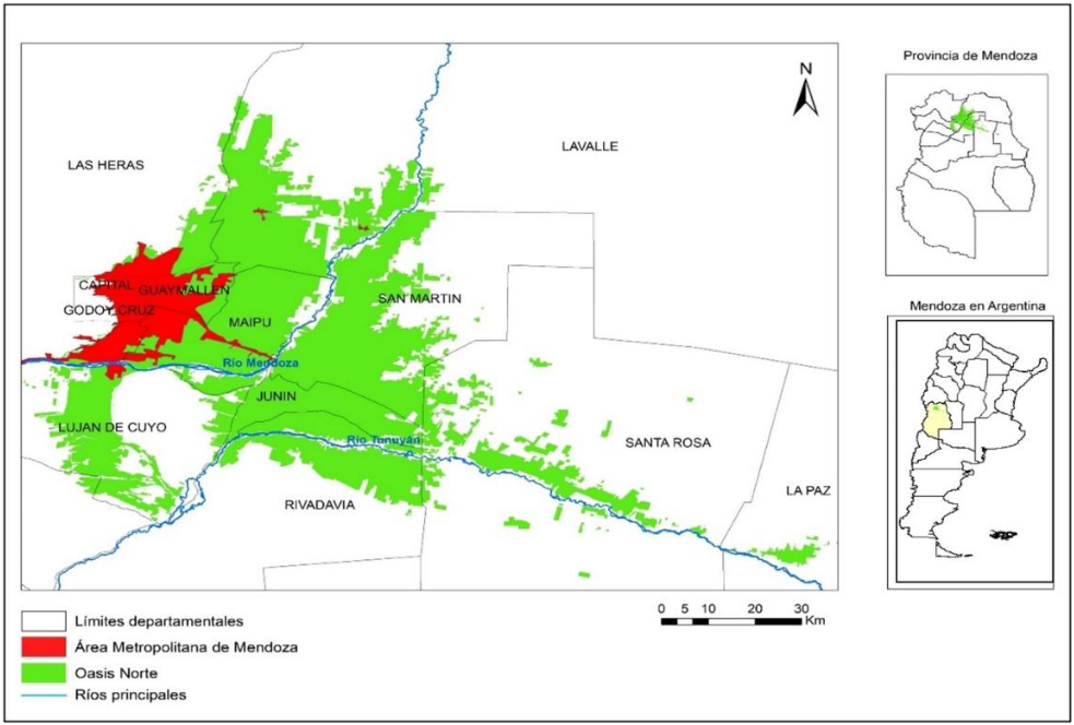 Localizaci�n de oasis Norte en la Provincia de Mendoza, Argentina