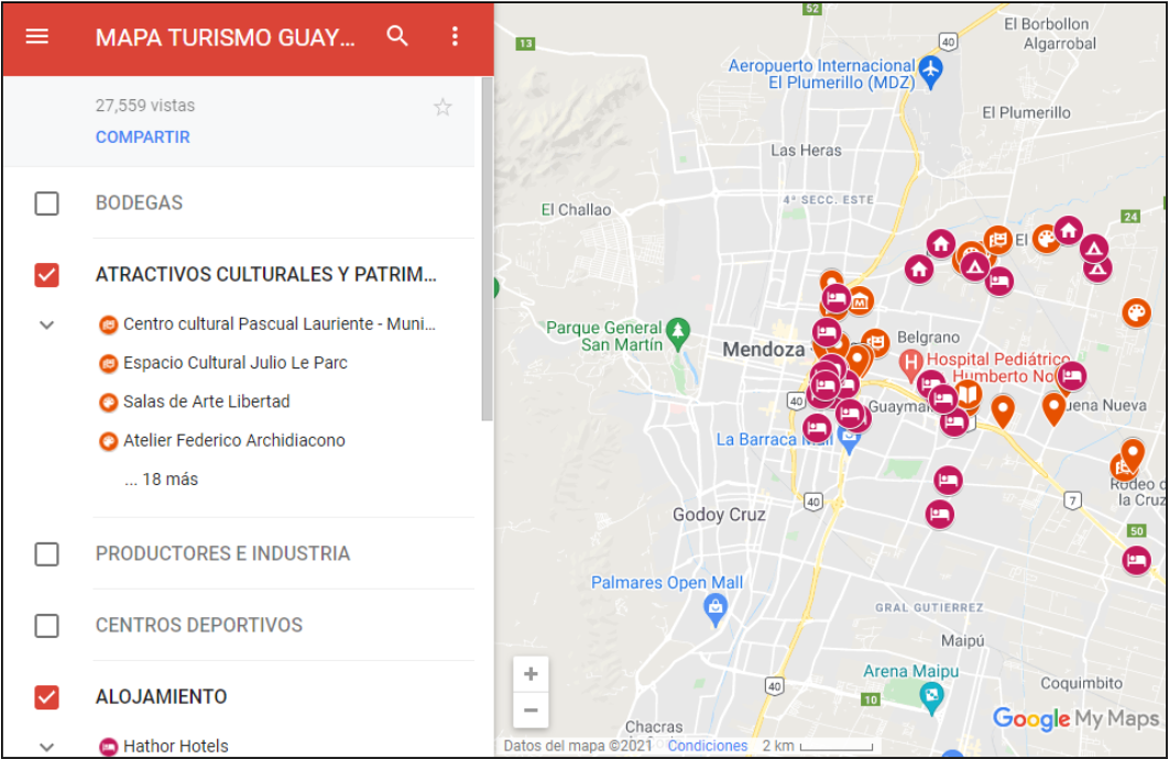 Mapa tur�stico de Guaymall�n. Provincia de Mendoza