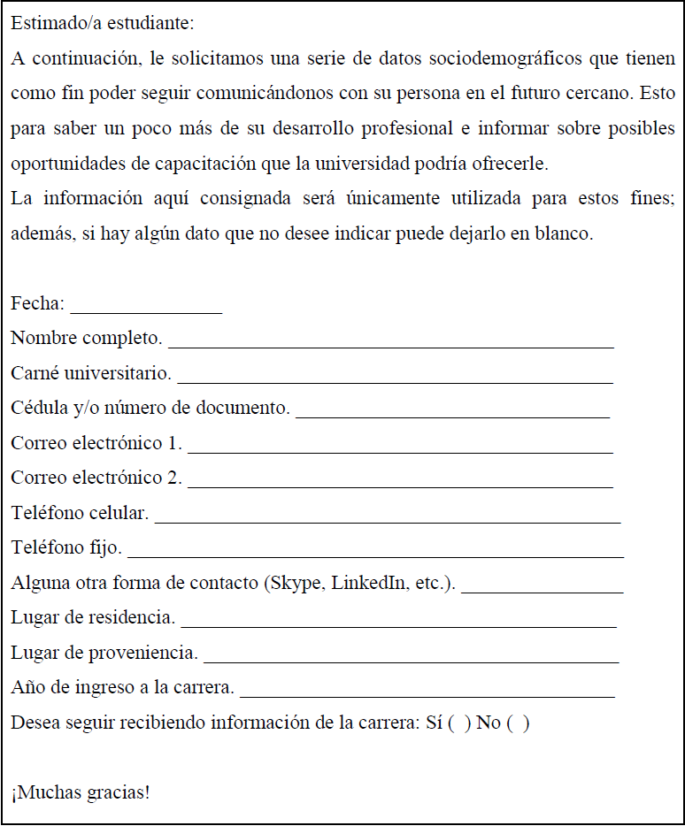 Boleta de seguimiento a personas egresadas y graduadas.