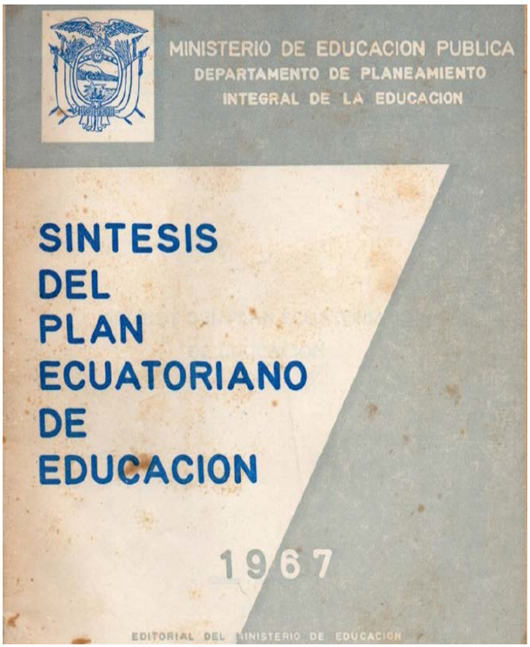 Portada original de la S&iacute;ntesis del Plan Ecuatoriano de Educaci&oacute;n, editado en 1967.
