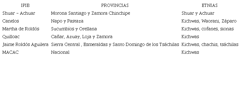 Campo de acci&oacute;n de los institutos pedag&oacute;gicos interculturales biling&uuml;es