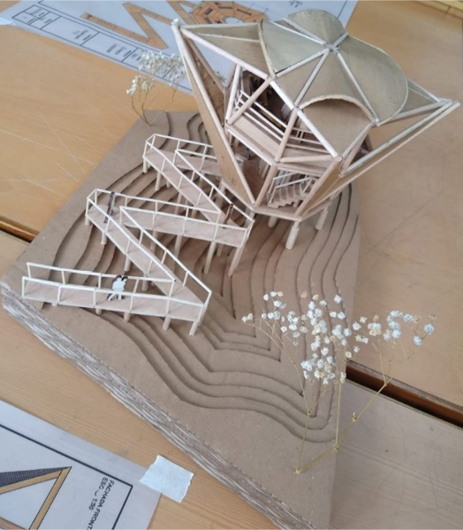 Estructura en madera de balso, simulaci�n en estructura en guadua.