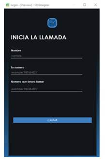 Interfaz gr�fica del aplicativo donde se iniciar� las llamadas