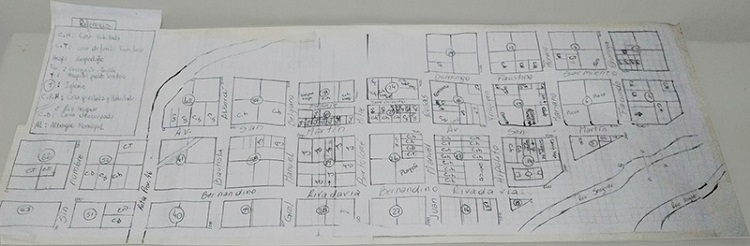 T&iacute;pico mapa realizado en puesto sanitarios rurales, vinculado a Planillas de Familia. Provincia de Chubut, Argentina, 2014